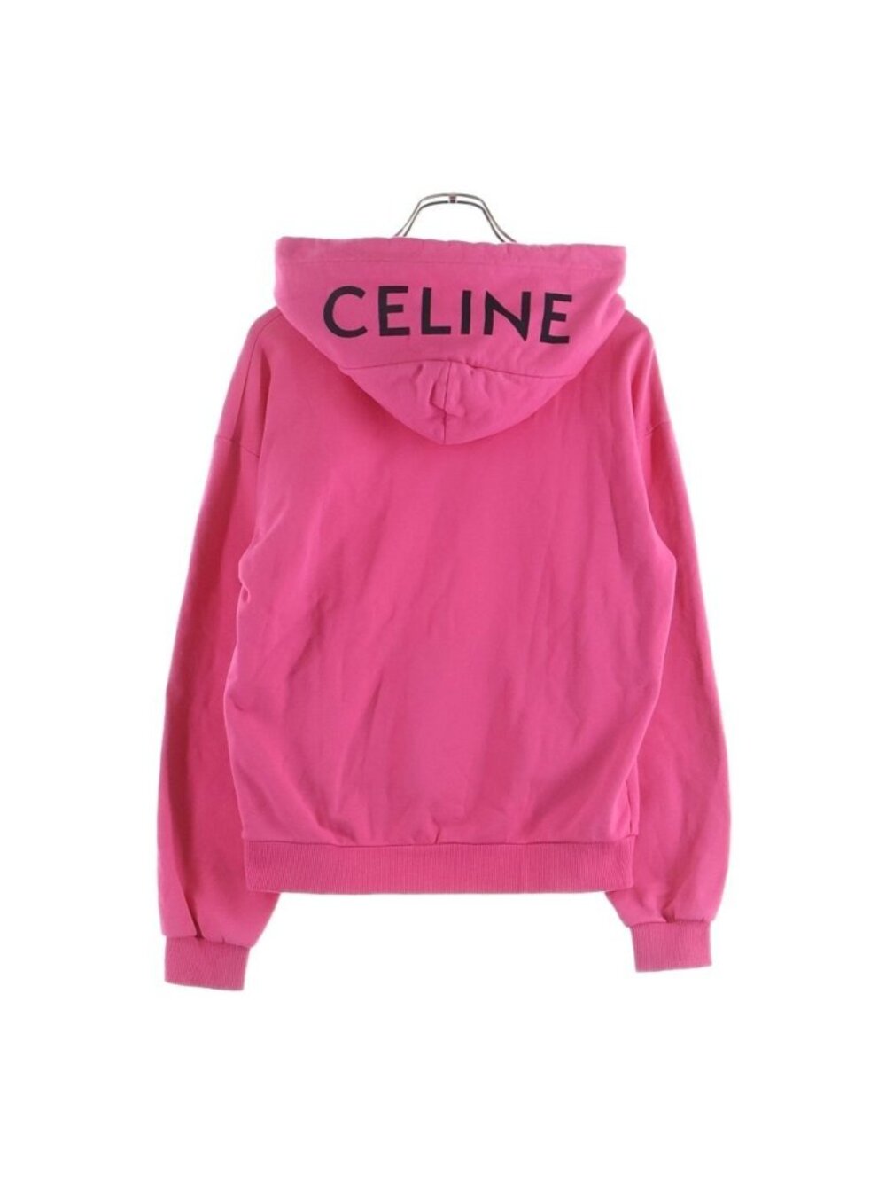 Celine Hood Logo Pullover Hoodie Cotton Pink